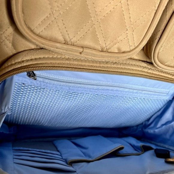 Vintage Travelon Beige Quilted Weekender/Carry On Bag - 13" w x 8" d x 14.5”h - Picture 3 of 11